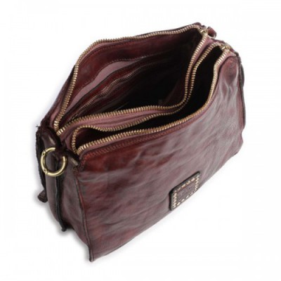 Campomaggi Crossbody bag grained cow leather dark red
