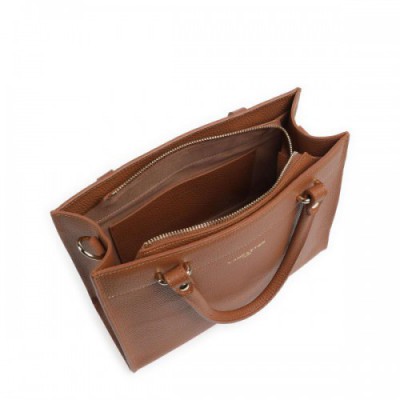 Lancaster Foulonne Double Handbag grained cow leather brown