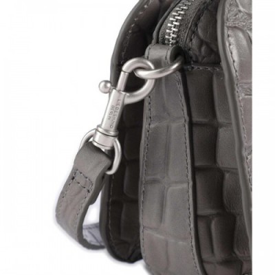 Liebeskind Croco Crossbody bag embossed leather dark grey
