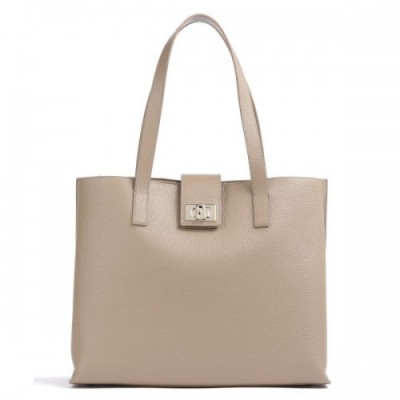Furla 1927 L Tote bag grained leather taupe
