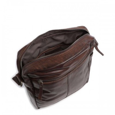 Spikes & Sparrow Apache Crossbody bag 12″ grained leather dark brown