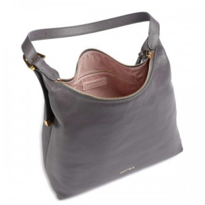 Coccinelle Gleen Hobo bag grained leather dark grey