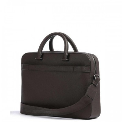 BOSS Ray Briefcase 14″ grained leather dark brown