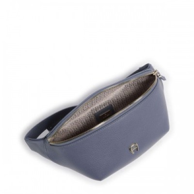 Aigner Fashion Fanny pack grained cow leather blue-grey