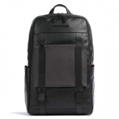 Piquadro David 11 Laptop backpack 14″ fine grain cow leather black