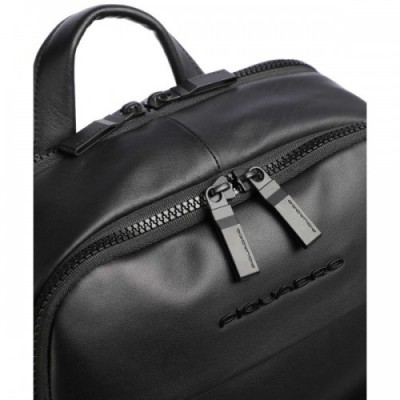 Piquadro David 11 Laptop backpack 14″ fine grain cow leather black
