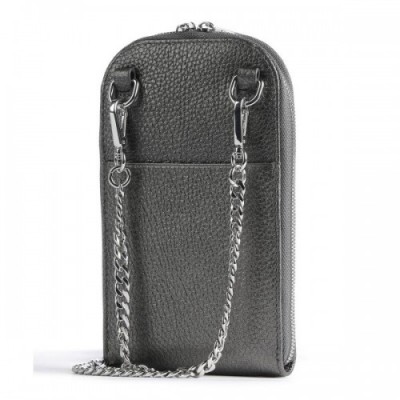 Mandarina Duck Mellow Lux Phone bag grained cow leather dark grey