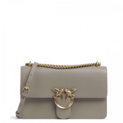 Pinko Love One Classic Shoulder bag fine grain cow leather taupe