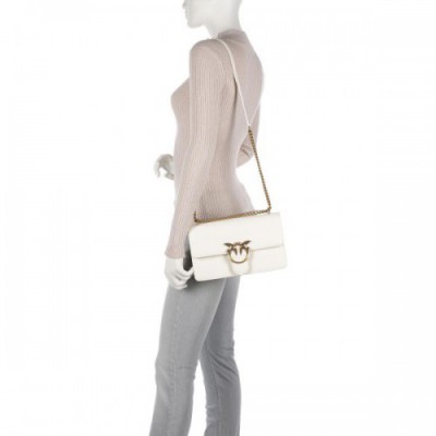 Pinko Love One Classic Shoulder bag fine grain cow leather ivory