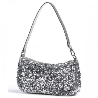 Abro Virginia Shoulder bag fabric, grained cow leather silver
