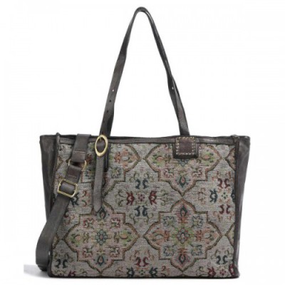 Campomaggi Tote bag polyester, grained cow leather grey