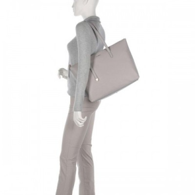 Coccinelle Gleen Tote bag grained leather light grey