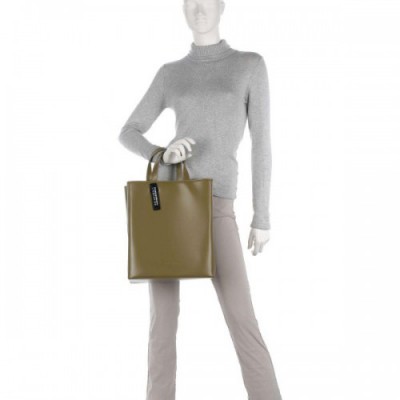 Liebeskind Paper Bag Carter M Handbag fine grain leather olive-green