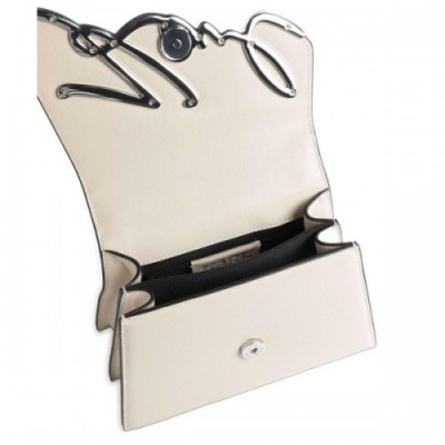 Karl Lagerfeld Signature Small Crossbody bag fine grain cow leather beige
