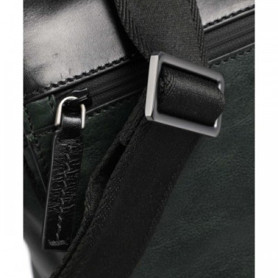 The Bridge Damiano Messenger bag 14″ fine grain cow leather dark green