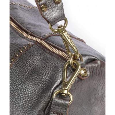 Campomaggi Shoulder bag grained leather silver