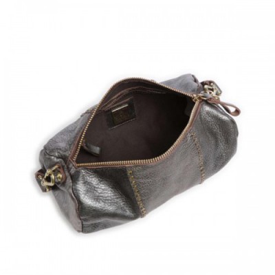 Campomaggi Shoulder bag grained leather silver