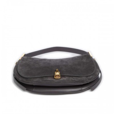 Coccinelle Magie Suede Shoulder bag brushed cow leather, grained cow leather dark grey
