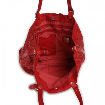 Campomaggi Tote bag embossed cow leather red