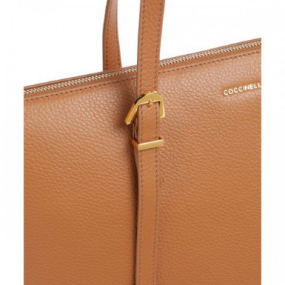 Coccinelle Gleen Tote bag grained leather brown