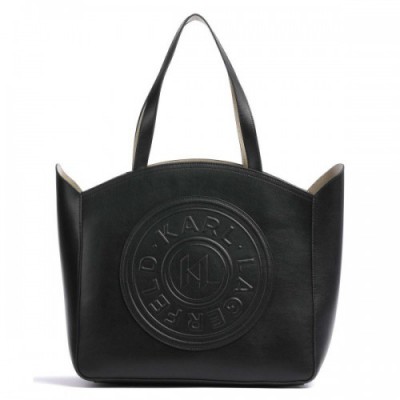 Karl Lagerfeld Circle Tote bag fine grain cow leather black