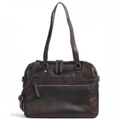 The Chesterfield Brand Cow Wax Pull Up Bergamo Shoulder bag 13″ pull-up cow leather dark brown