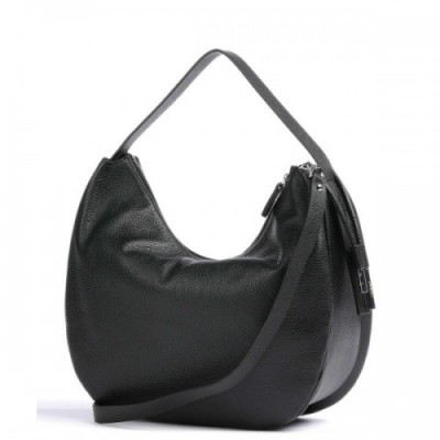 Twinset Cylinder Leather Hobo bag grained leather black