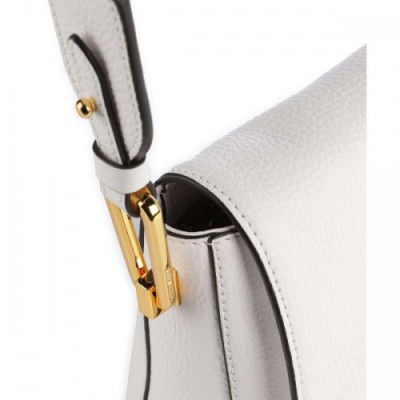 Coccinelle Liya Signature Crossbody bag grained cow leather white