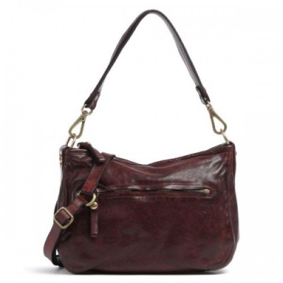 Campomaggi Shoulder bag grained cow leather dark red