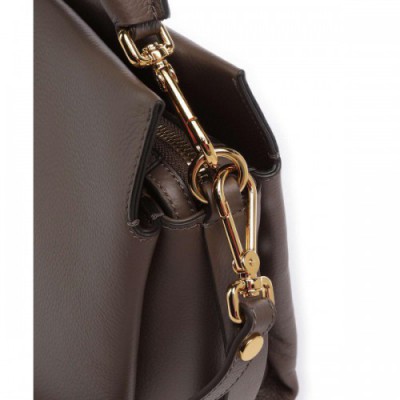 Coccinelle Boheme Grana Double Shoulder bag grained leather dark brown