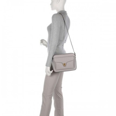 Coccinelle Beat Soft Crossbody bag grained leather light grey
