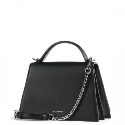 Karl Lagerfeld Signature Medium Handbag fine grain cow leather black
