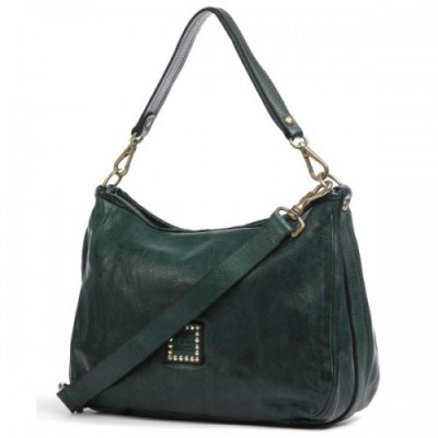 Campomaggi Hobo bag grained cow leather dark green