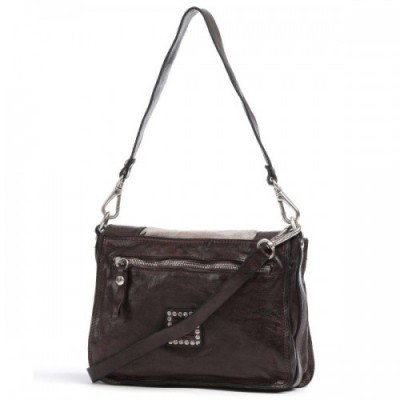 Campomaggi Shoulder bag grained cow leather dark brown