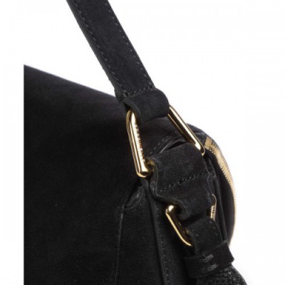 Coccinelle Sole Suede Shoulder bag brushed cow leather black
