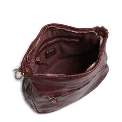 Campomaggi Hobo bag grained cow leather dark red