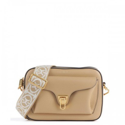 Coccinelle Beat Soft Ribbon Crossbody bag grained leather beige