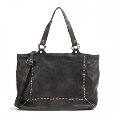 Campomaggi Shoulder bag grained cow leather dark brown