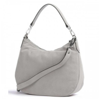 Abro Suede Juna Hobo bag brushed cow leather light grey