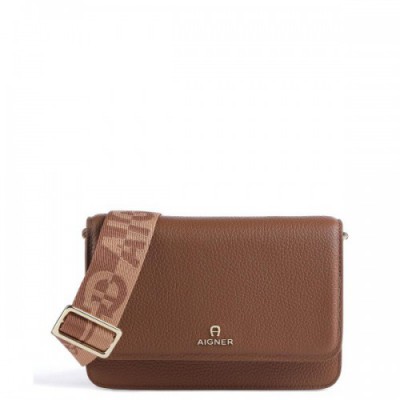 Aigner Crossbody bag grained cow leather brown