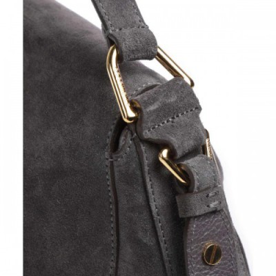 Coccinelle Sole Suede Shoulder bag brushed cow leather dark grey