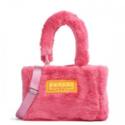 Replay Handbag faux fur pink