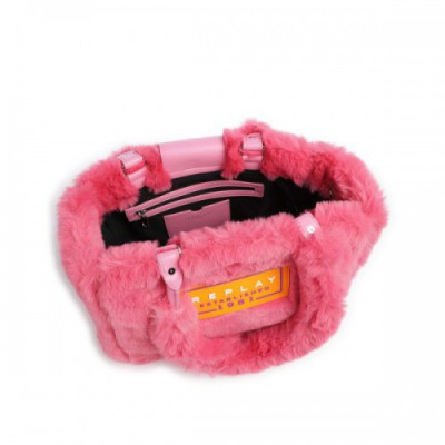Replay Tote bag faux fur pink