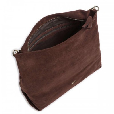 Abro Kaleido Poppy Hobo bag brushed leather dark brown