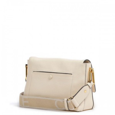 Coccinelle Liya Signature Crossbody bag grained cow leather ivory