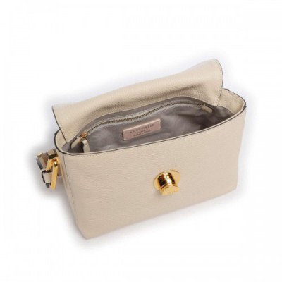 Coccinelle Liya Signature Crossbody bag grained cow leather ivory
