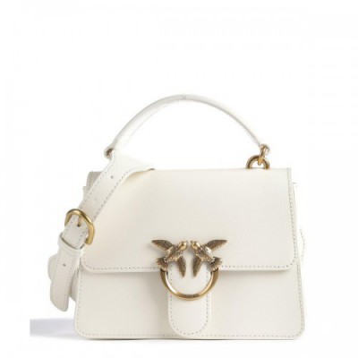 Pinko Love One Mini Light Handbag fine grain cow leather ivory