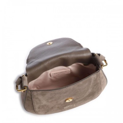 Coccinelle Sole Suede Handbag brushed leather dark brown