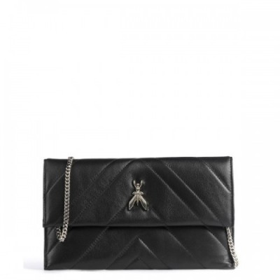 Patrizia Pepe Fly Quilted Crossbody bag goatskin leather black