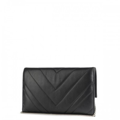Patrizia Pepe Fly Quilted Clutch bag goatskin leather black